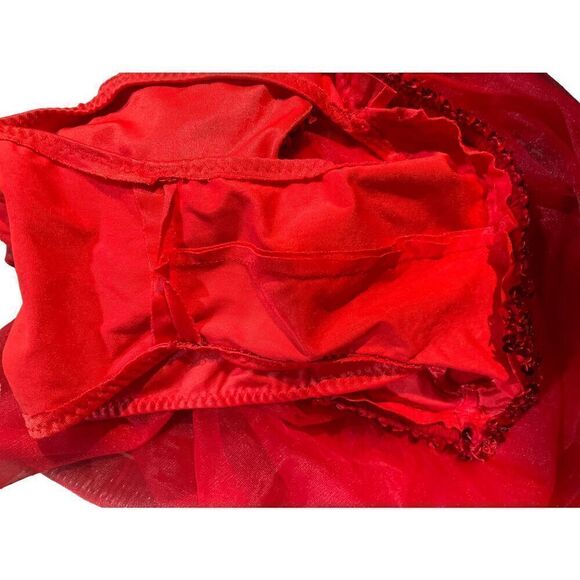 She Devil Sheer Cape with Sequined choker neck and hood with Gold Horns& Red pai - Picture 9 of 14